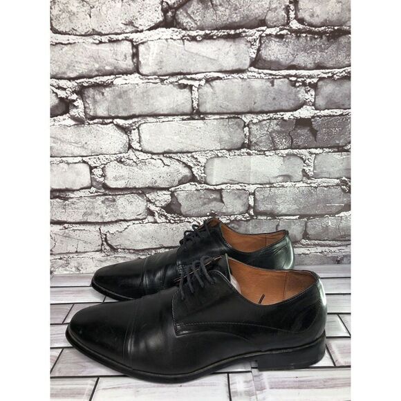 AQUILA Italian made Black Leather Cap Toe Dress Lace Up Shoes Men Sz 41EU/8M US - Picture 14 of 16